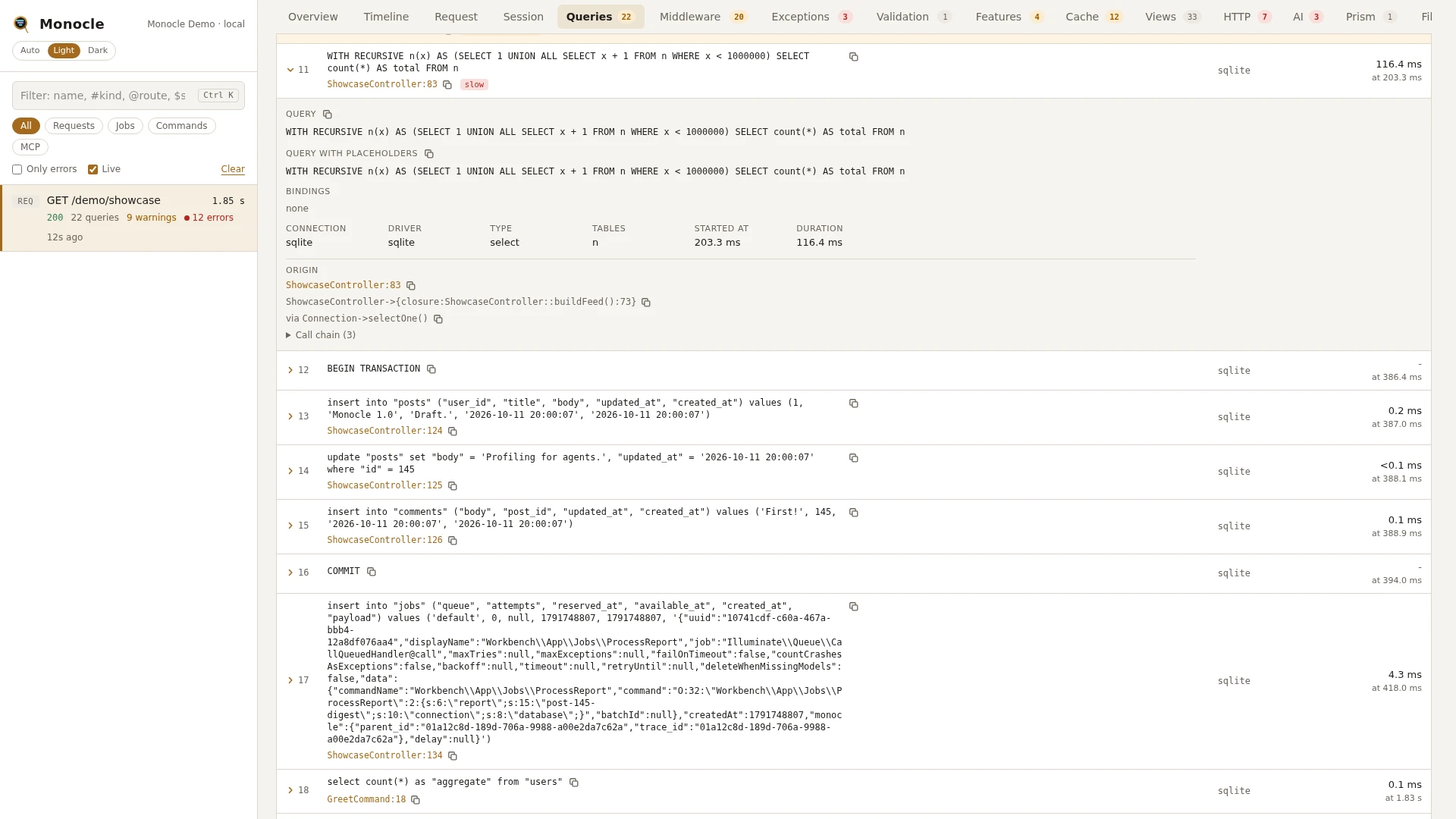 A query folded out