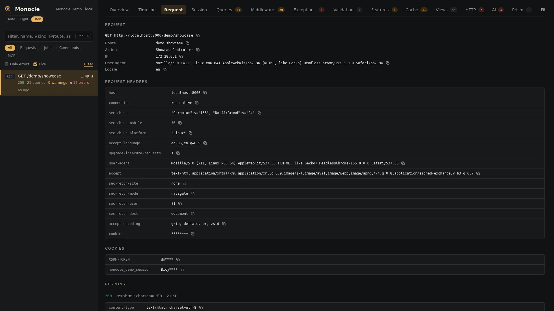 The Request tab
