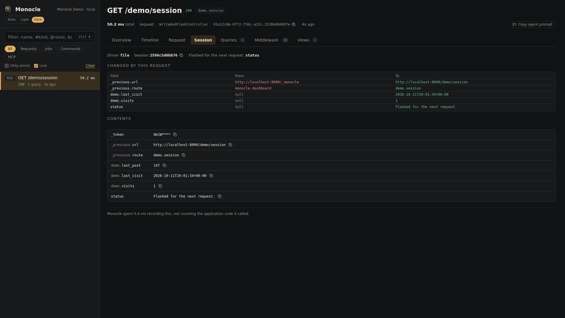 The Session tab