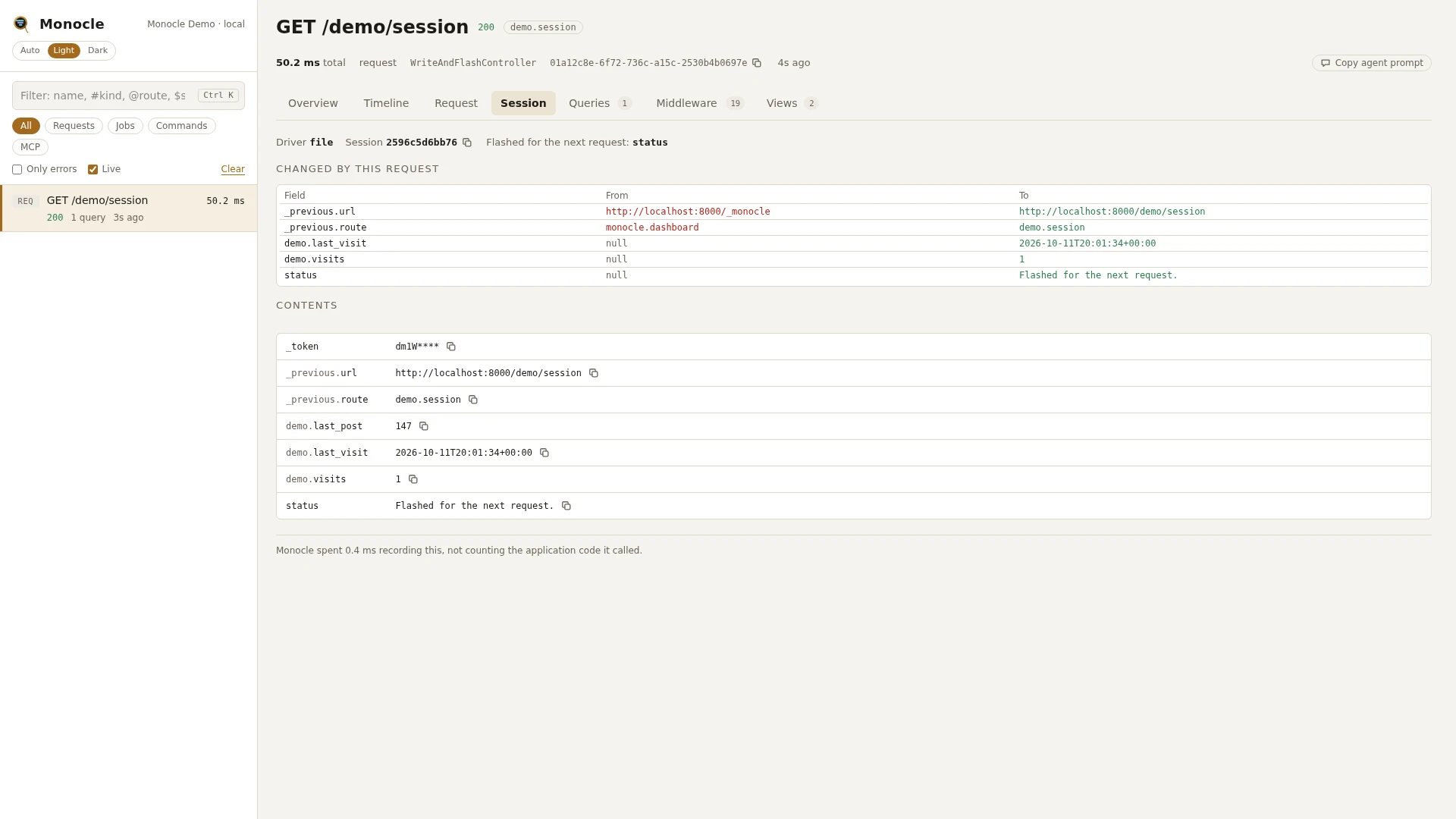 The Session tab