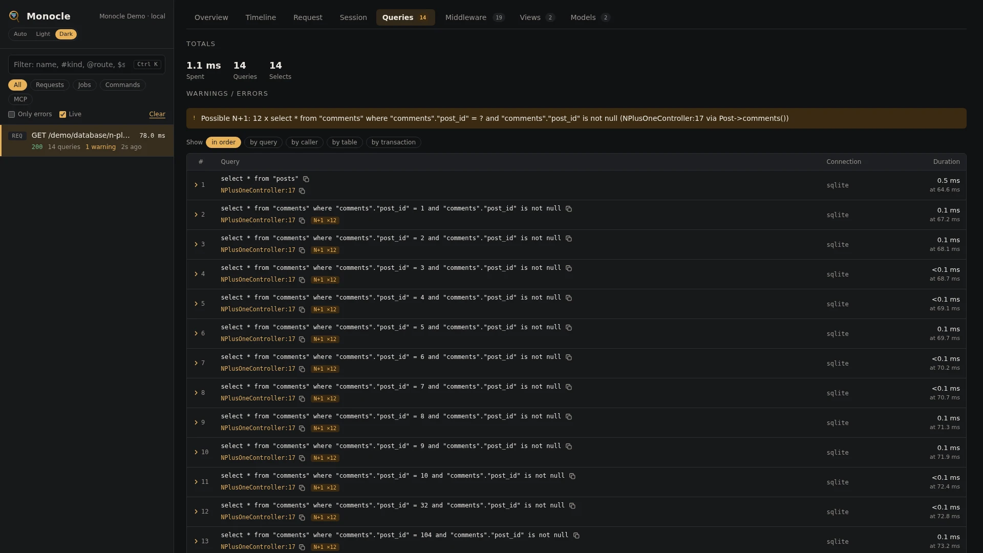 The Queries tab