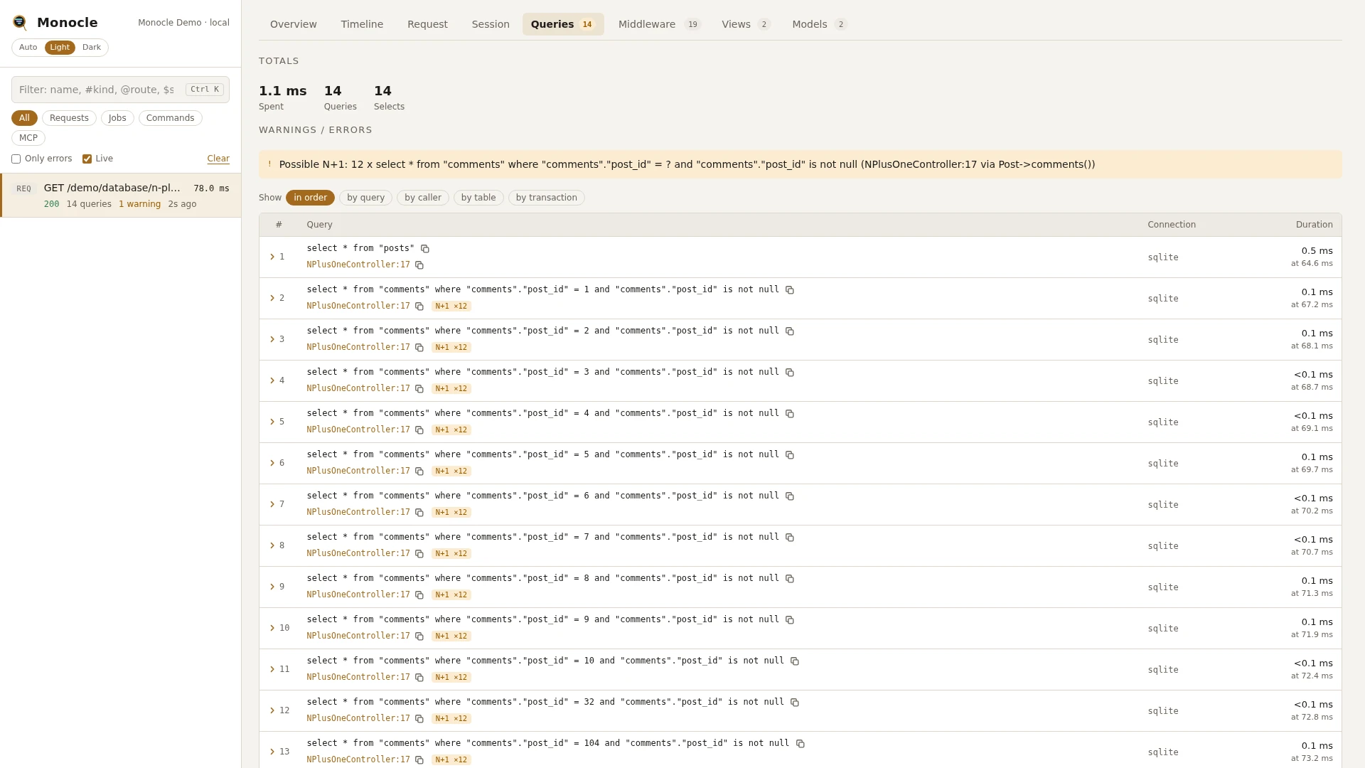 The Queries tab