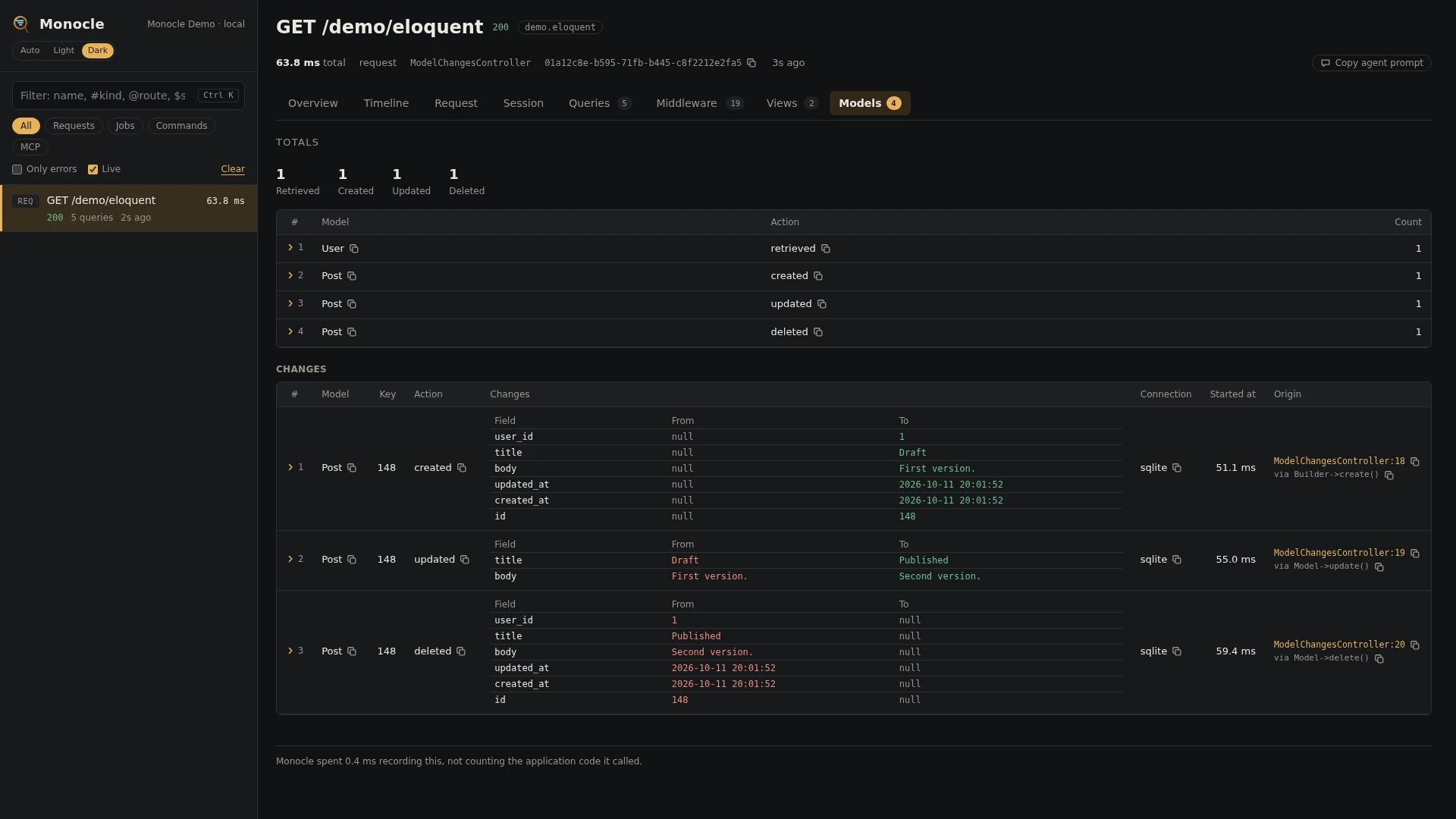 The Models tab