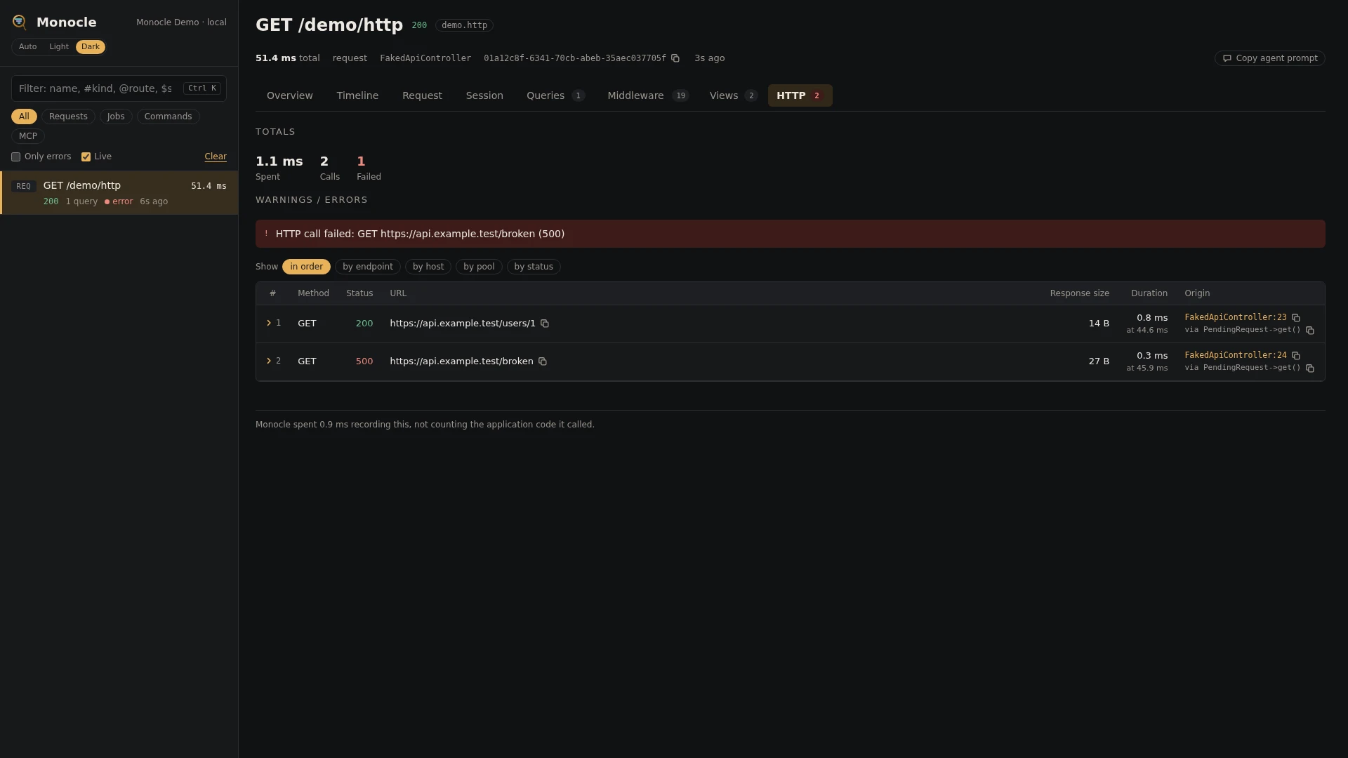 The HTTP tab
