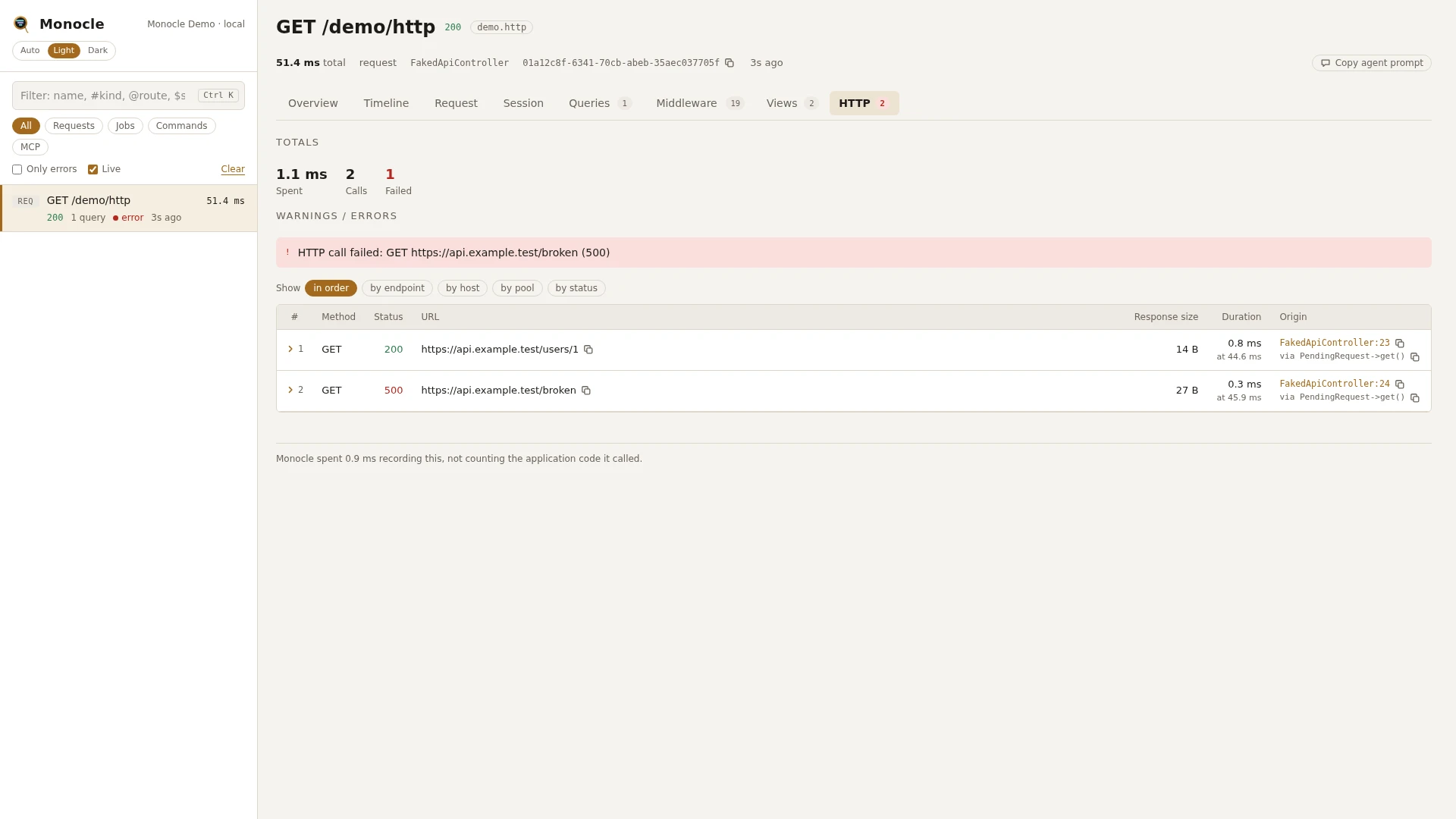 The HTTP tab