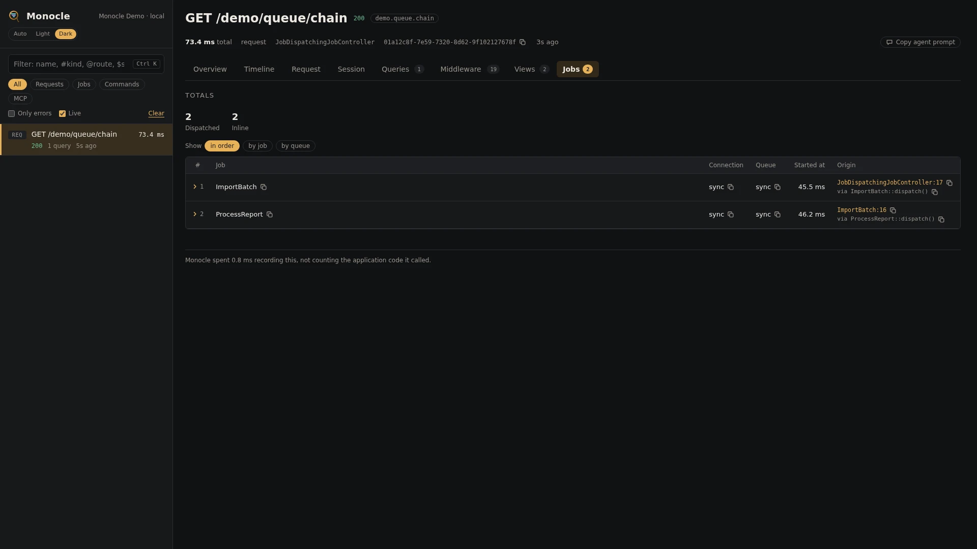 The Jobs tab