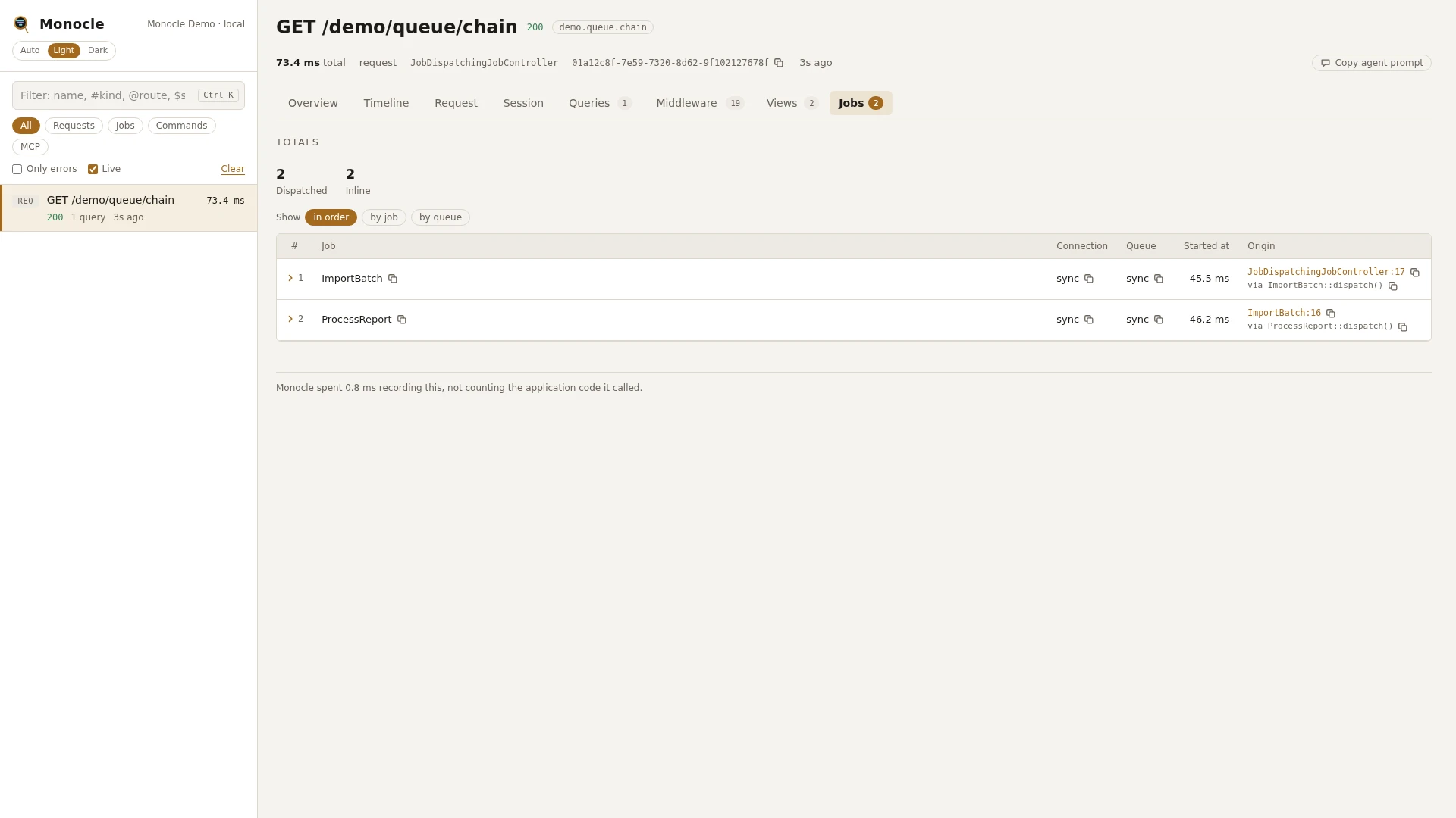 The Jobs tab