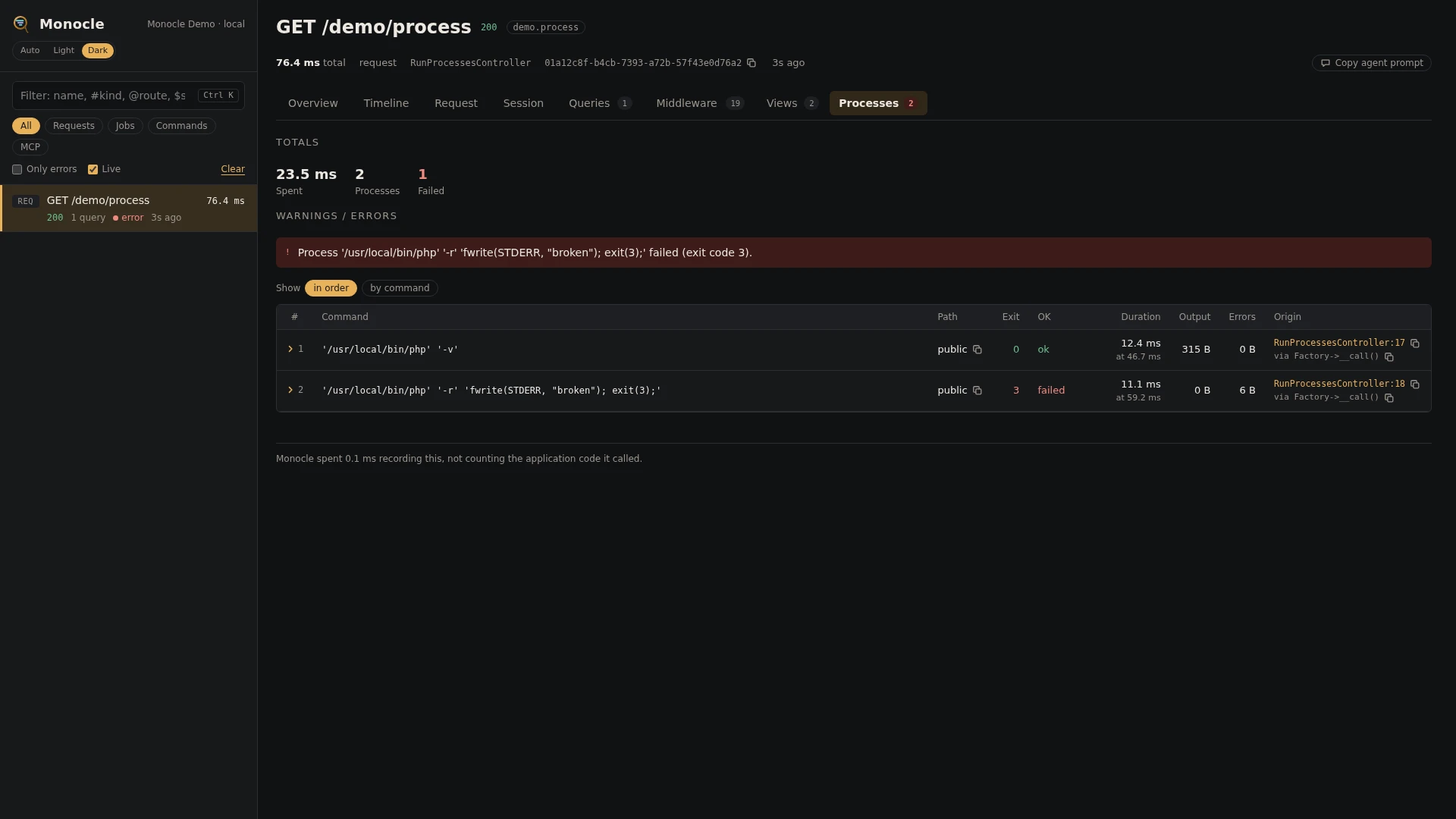 The Processes tab