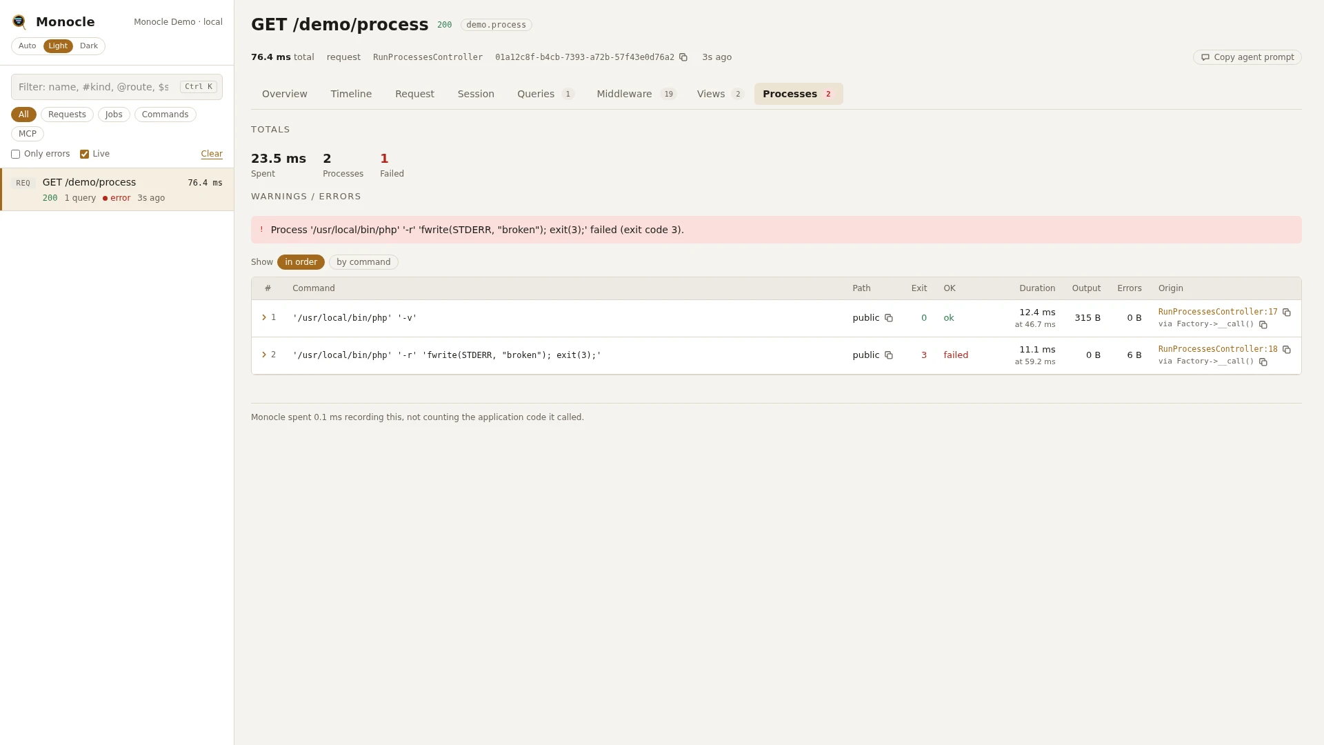 The Processes tab