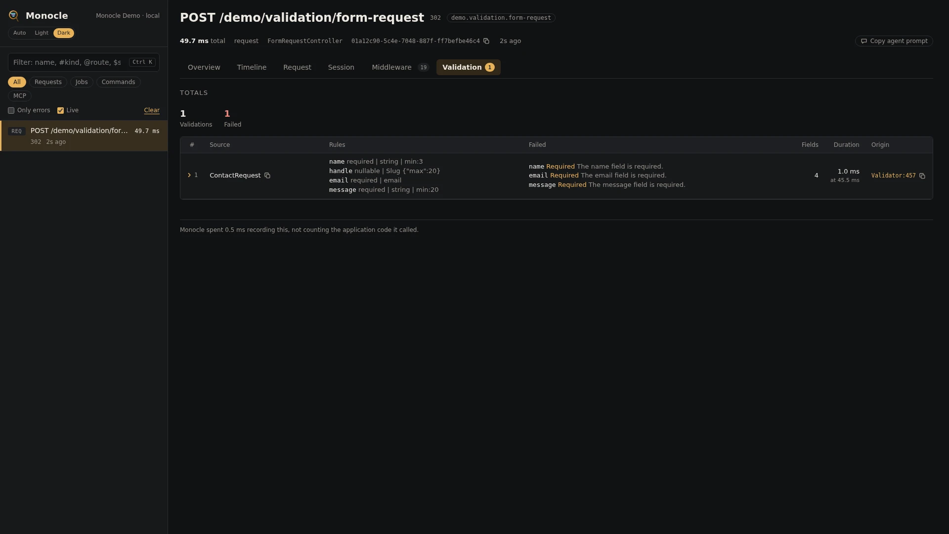 The Validation tab
