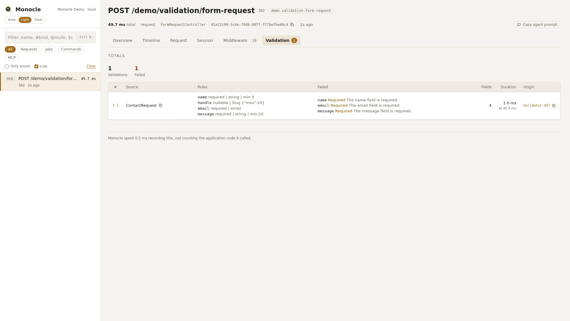 The Validation tab