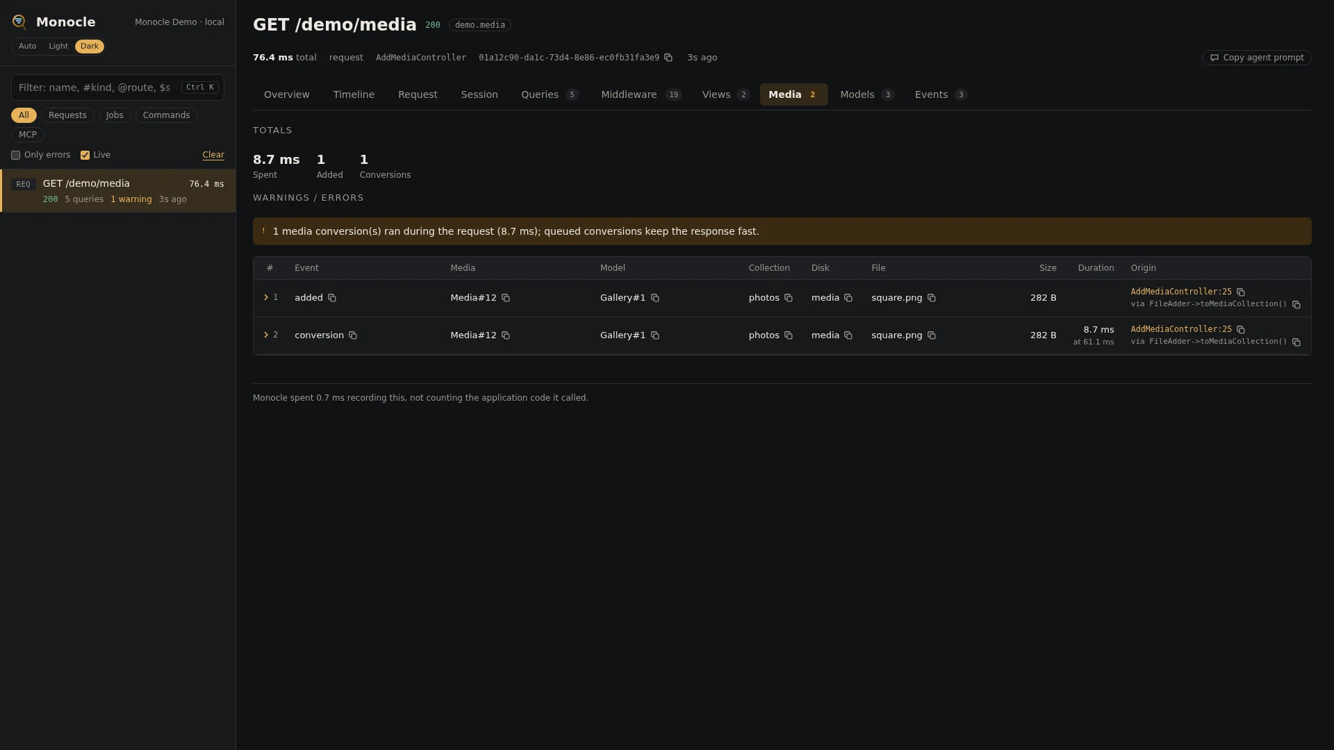 The Media tab