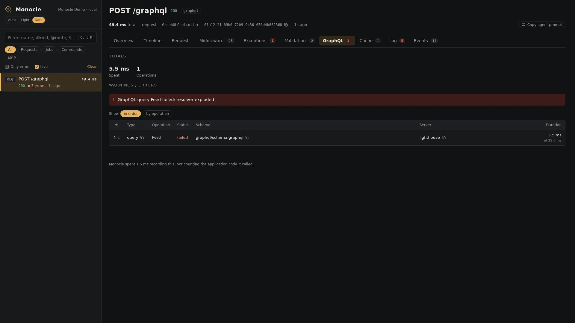 The GraphQL tab