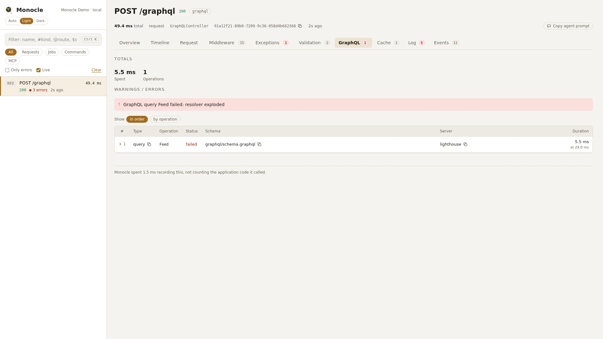 The GraphQL tab