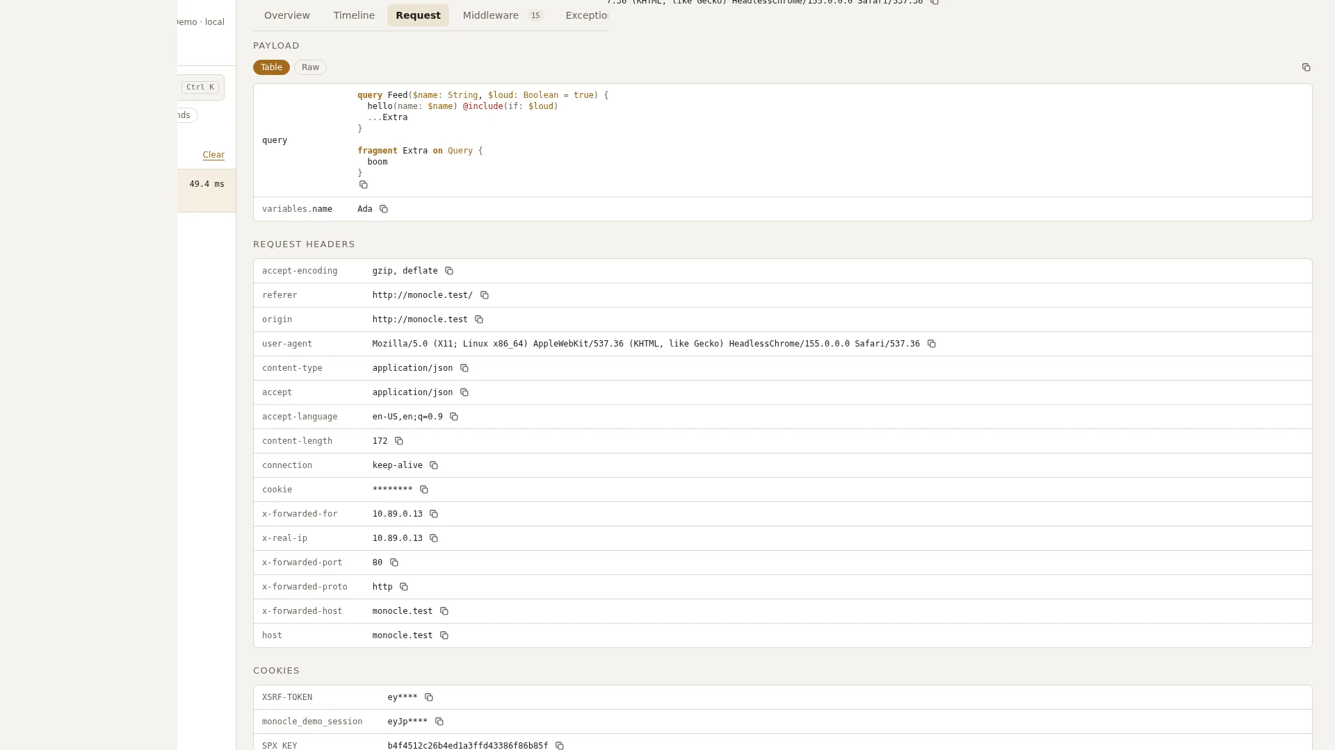 The payload of a GraphQL request