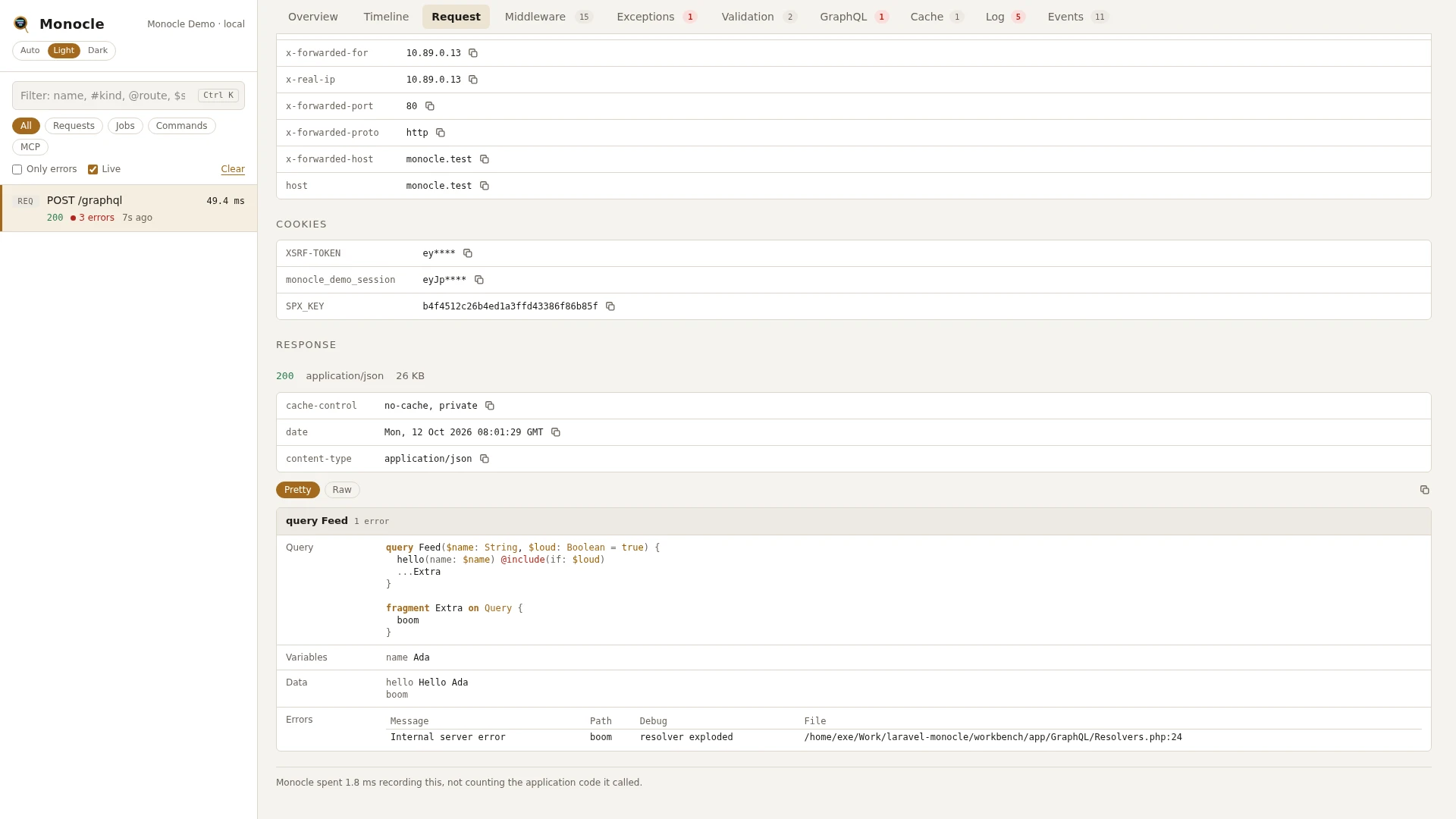A GraphQL response as a card